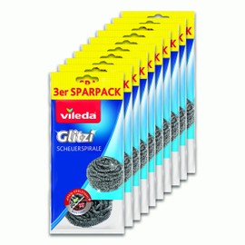 Vileda Glitzi scourer in Stainless Steel – 10 Packs of 3 Pieces [Pack of 30]
