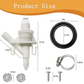 2 Pcs 385311641 RV Toilet Water Valve and 2 Pcs 385311658 Flush Ball Seal Replacement for Sealand Dometic 300 310 320 RV Toilets, Pedal Flush Marine Toilet