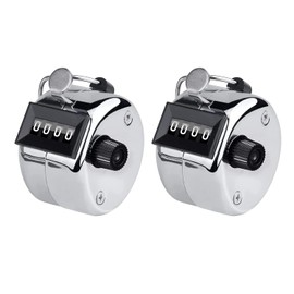 Contador Manual, 2 Piezas Contador Manual de Mano, Contador Manual de 4 Dígitos de Metal, Fácil de Usar, para Deporte, Golf, Pescar, Restaurantes, Plata (5.3 x 3.1 cm)
