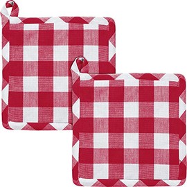 REDBEST Pot Holder Pack of 2 Cotton Red Size 20 x 20 cm