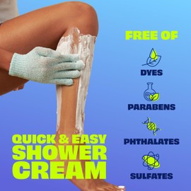 Nair Sensitive Shower Cream Hair Remover with Natural Coconut Oil and Vitamin E, Body Hair Removal Cream, 12 oz