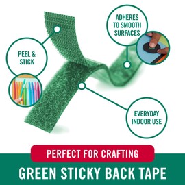 VELCRO Brand Colors | Green Sticky Back Tape | 10ft Roll with Adhesive, Cut Strips to Length | Mount Classroom Décor, Create Seasonal Craft Projects | Organize Home or Office