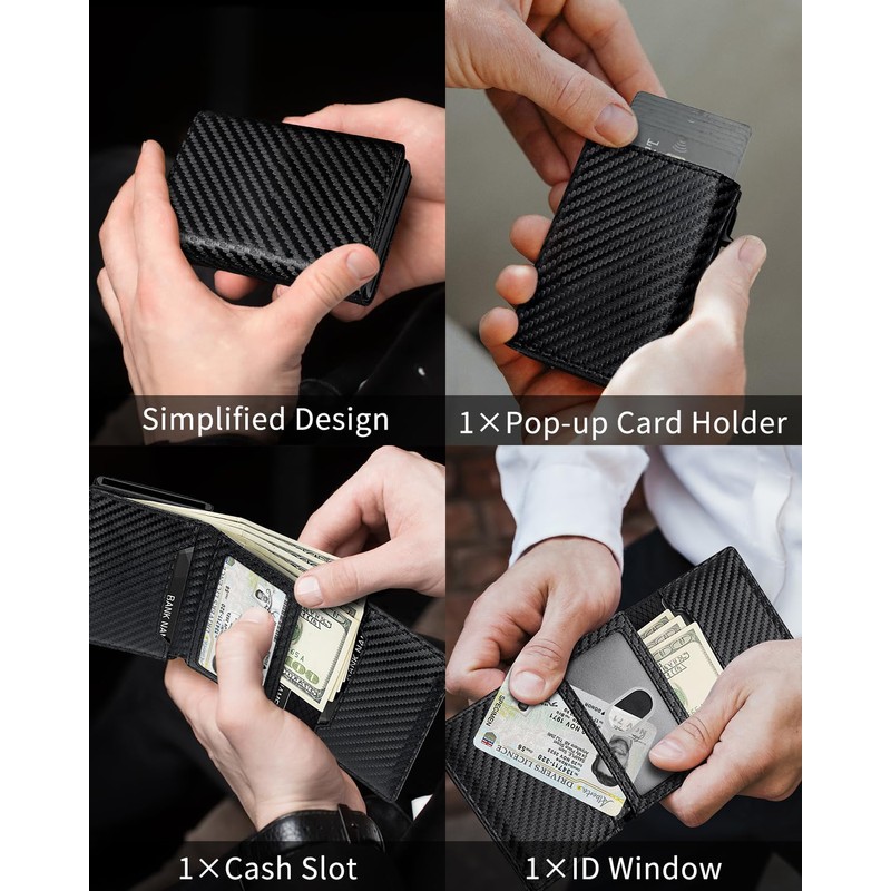 Wallet for Men,Smart Wallet with Pop Up Card Holder,RFID Blocking,9-14