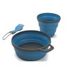 GSI Outdoors Escape 1 Person Tableset - Collapsible, Compact Camping Dishware with Bowl, Cup, and Folding Spork, Blue