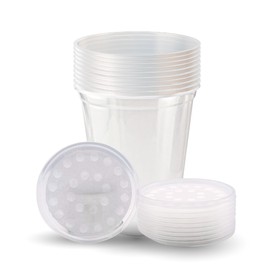 Snout and Shell Deli Cups with Fabric Vented Lids, 10 Pack - Secure Fruit Fly & Insect Cultures, Prevent Escapes & Contaminants, Easy Fruit Fly Media Preparation, Hot Liquid Safe