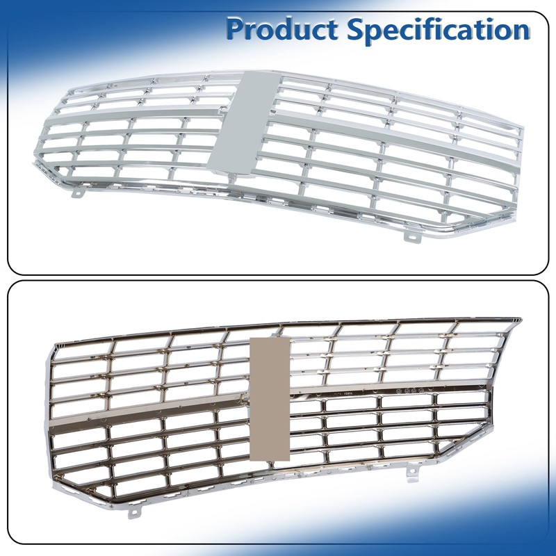 Silscvtt Front Upper Grille Chrome Straight Trim Style Replacement for