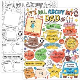 CHUNNIN 40Pcs Father’s Day Coloring Poster Color Your Own All About Dad Poster Bulk Father's Day Arts Craft Gifts for Kids and Fun Home Activities