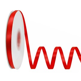 LoomJoyz Double Sided 6mm Red Satin Ribbon 45 Meters Satin Ribbon Ideal for Gift Wrapping Flower Bouquet Crafts Weddings Floral Arrangements & Bows