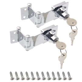 2 Pack Door Lock Hasp Latchs, Collapsible Solid 304 Stainless Steel File Cabinet Lock Desk Drawer Lock, for 90 Degree and 180 Degree Drawers, Dabinets, Doors, Flip Barn Door (Individual Key)
