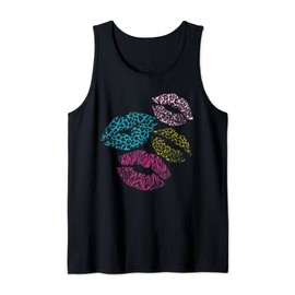 Vintage Leopard Print Lips 1980 Theme Party Eighties Tank Top