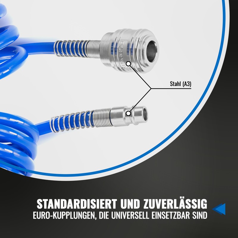 Poppstar Spiral Compressed Air Hose 5 m PU (5 mm