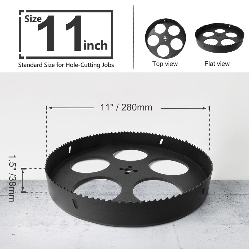 11 Inch Hole Saw with 1/2" Triangle Shank Quick Change