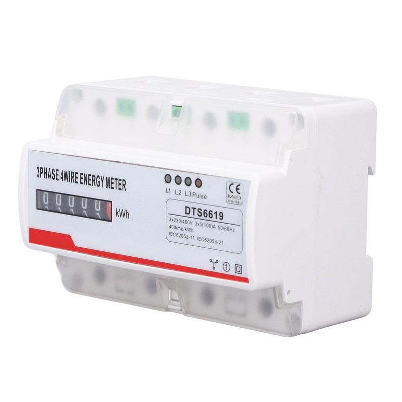 Power Consumption Meter 3 Phase 4 Wires 35mm Rail Mounting