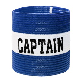 ONLYKXY Captain Armbands 9x30CM/3.54x11.81inch Adjustable Leader Armband for Soccer Basketball Volleyball School Team Competition Coach Players Wrist Arm Bands (Blue+White, 1)