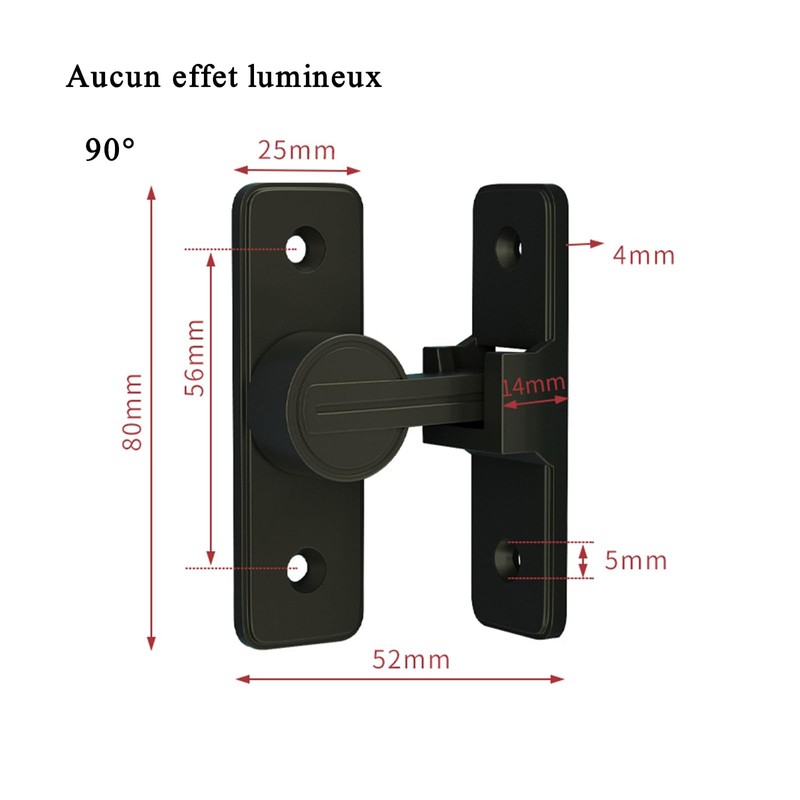 NIYATA 5 Pcs Black Illuminated 90 Degree Door Hook Lock