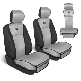 Caterpillar AeroMesh Gray Seat Covers for Trucks, Car, & SUV - (2) Front Truck Seat Cover Protector - Breathable Mesh Universal Fit Car Seat Covers - Automotive Seat Covers Top of Seat Protection