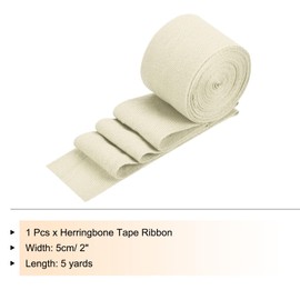 PATIKIL Cotton Twill Tape 2 Inch 5 Yards Cotton Ribbon Bias Binding Tape Herringbone Webbing Trim for Sewing Gift Wrapping Craft DIY Beige