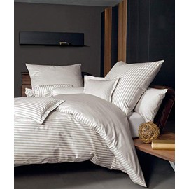 Janine 3912 Mako Silk Satin Reversible Bed Linen Modern Classic 80 x 80 cm Natural