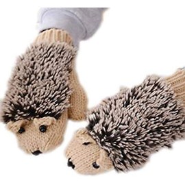 Gloves Women's Girls Hedgehog Mittens Cartoon Animal Winter Gloves Knitted Cycling Gloves Warm Thick Cycling Gloves Everyday Ski Gloves Christmas