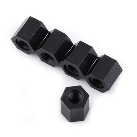Akozon Nylon Black Hex Spacer, 100 Pieces M3 Hexagon Socket Thread Spacer Bolts Black Nylon Hex Spacer Nuts Assortment with Plastic Box (M3 x 6)