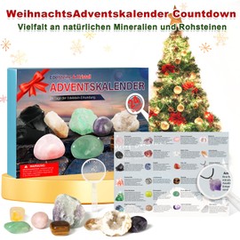 Advent Calendar 2024 for Children Crystals, Natural Gemstones, the Best Gift for Girls, 24 Days Christmas Advent Calendar Countdown Surprises, Boys and Geology Enthusiasts