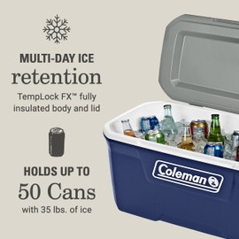 Coleman Classic Series Insulated Portable Cooler, Leak-Resistant Outdoor Hard Cooler Keeps Ice up to 5 Days, 52/70/120/150 Quart