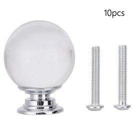 Ticfox 10pcs Crystal Glass Ball Pulls Cabinet Door Knobs Cupboard Drawer Furniture Handles with Screws
