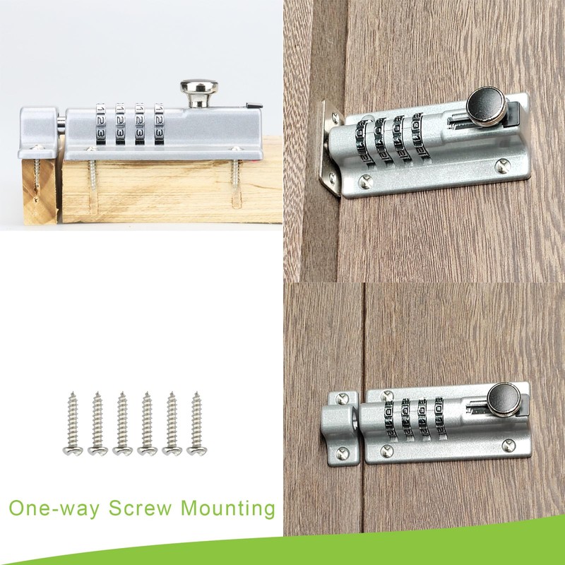 KEZZON Heavy Duty 4-Digit Combination Locking Bolt - Reinforced Zinc
