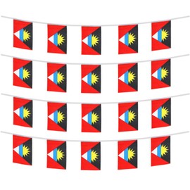 FFILL Antigua and Barbuda Banner Flag String, Antigua Mini Flag Small Banner, for Party, Shops and Bars Decorations, (Antigua and Barbuda)