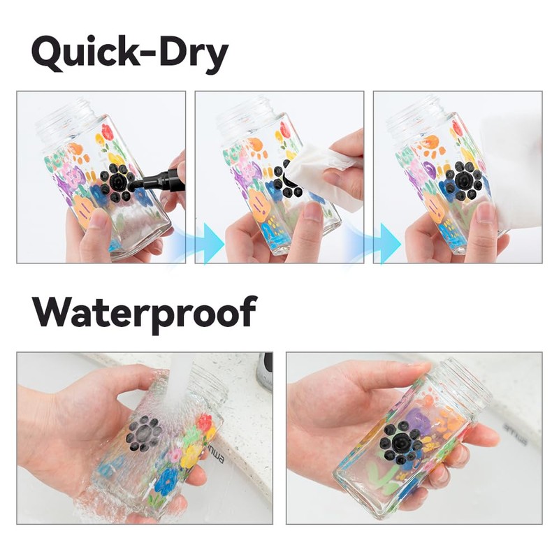 TRANSON 2 White Paint Markers for Fabric Rock Craft Diy