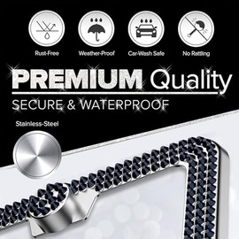 2 Pieces Marco de MatríCula de Diamante para Auto Mujer,Cubre Placas para Auto,portaplaca,Estante de Matrícula para Auto de Acero Inoxidable,Tapa de M