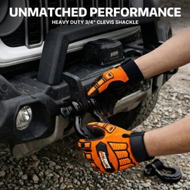 AUTOBOTS D Ring Shackles 3/4" (2 Pack) - 45,000Ib Max Break Strength With 7/8" Pin & Isolator Washers - Heavy Duty Clevis for Tow Strap, Jeep Vehicle Off Road Recovery - Black