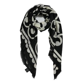 JERLA Large Lightweight Scarves Fashion Floral Printed Women Scarf Shawl Wrap Sunmmer Winter (Black and white flower)