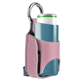 Beautyflier Asthma Inhaler Holder Keychain, Travel Handy Mini Holster with Carabiner Clip, Lightweight Inhaler Carrier for Asthma Inhaler Spacer for Adults and Children, Holder Only (Light Pink)