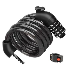 Bicycle Lock, 5 Digit Code 1.2m/4ft Anti Theft Bicycle Cable Lock with Mounting Bracket for Mountain Bike Scooter