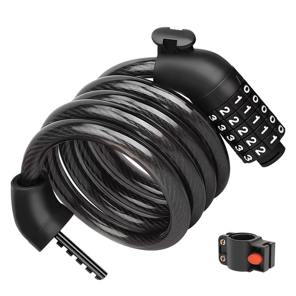 Bicycle Lock, 5 Digit Code 1.2m/4ft Anti Theft Bicycle Cable