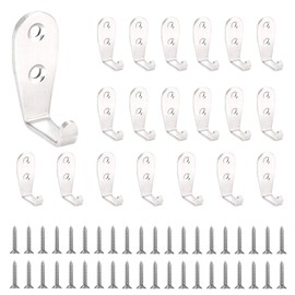 ONEBO 20Pcs Coat Hooks Wall Mounted, Wall Hooks for Hanging, L Metal Hook, Suitable for Bathroom, Kitchen, Living Room, Bedroom, Study, Office, Wardrobe, Door, or Any Other Place(with Screws)