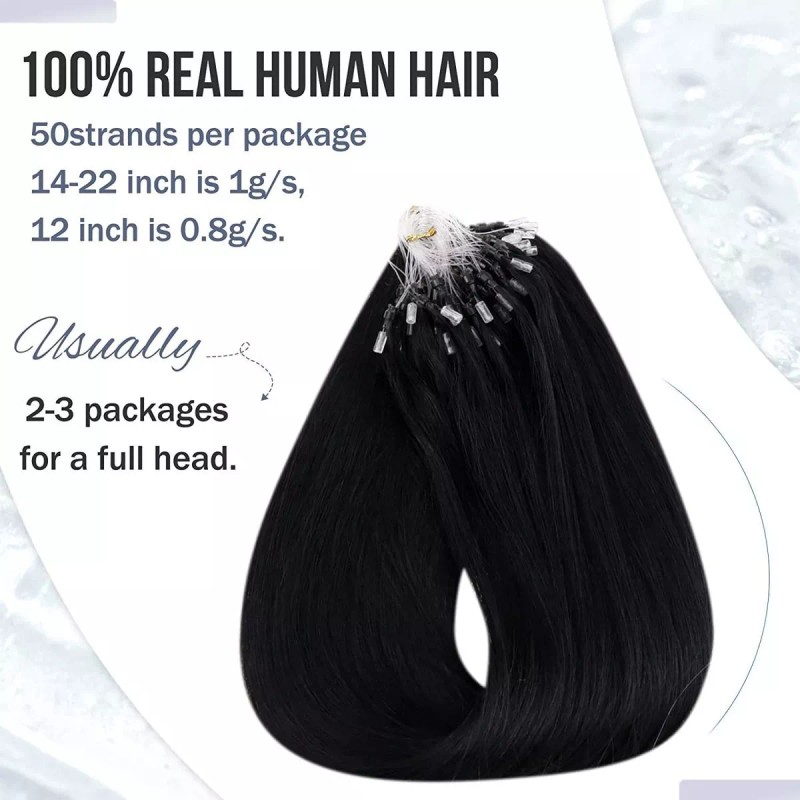 Hetto Extensiones Cabello Natural Negro Jet 18in 50gramos