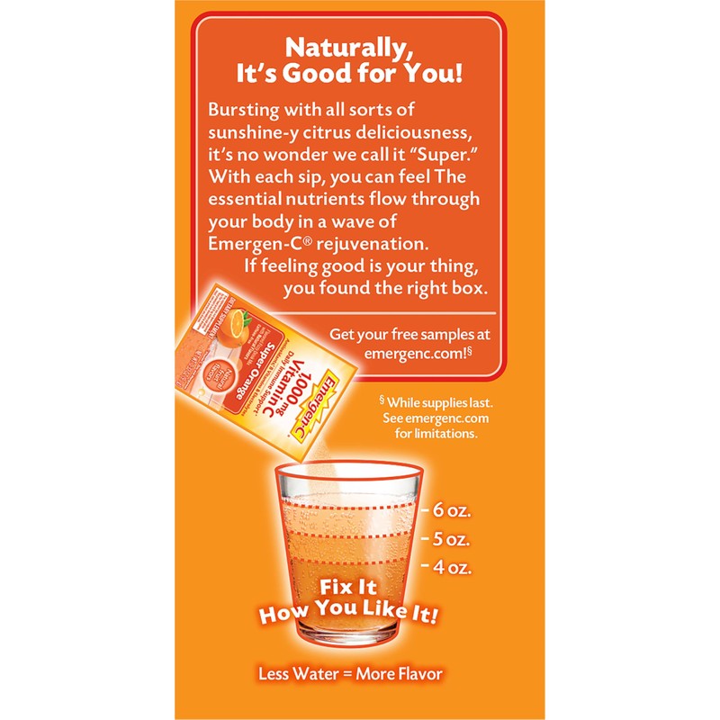 Emergen-C 1000mg Vitamin C Powder for Daily Immune Support Caffeine