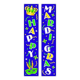 Mardi Gras Pillar Banners - 2 Pieces