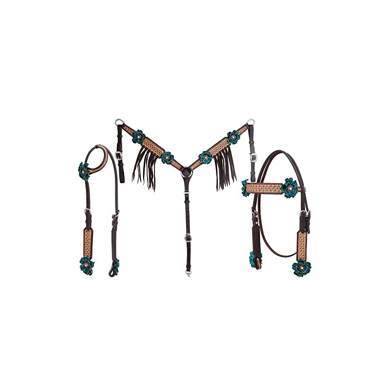 Circle Y by Vintage Turquoise Flower Breast Collar, One Size