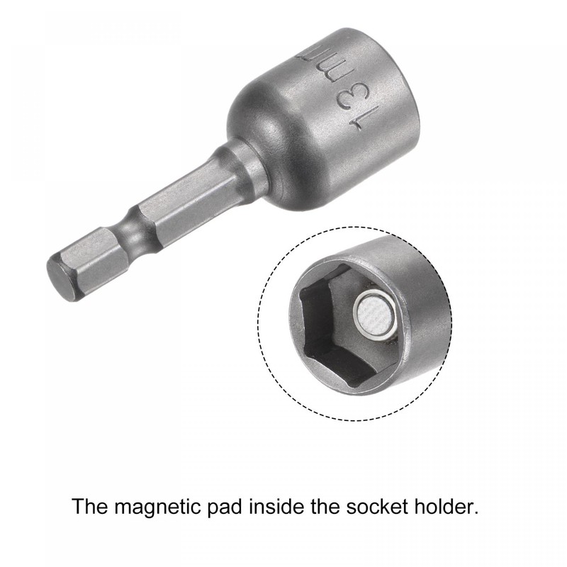 sourcing map Quick-Change Nut Driver Bit, 1/4" Hex Shank 13mm
