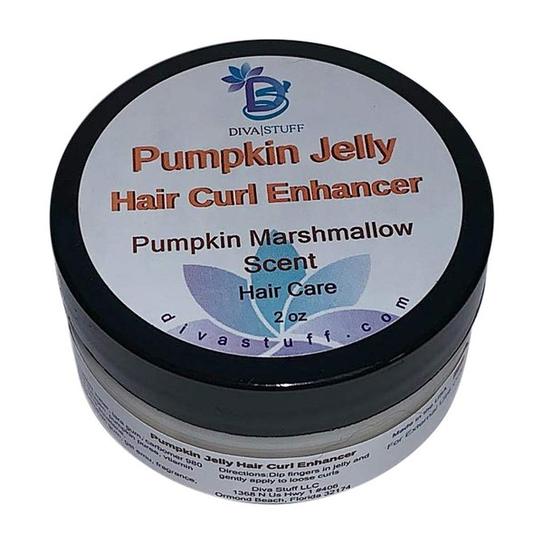 Pumpkin Jelly Curl Enhancer Styling Gel, For Curly and Wavy Hair, Made With Pumpkin Enzymes and Delicious Pumpkin Marshmallow Scent, 2 oz, By Diva Stuff