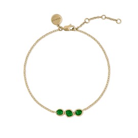 RADLEY Womens 18ct Gold Plated Green Cubic Zirconia Stone Bar Adjustable Bracelet