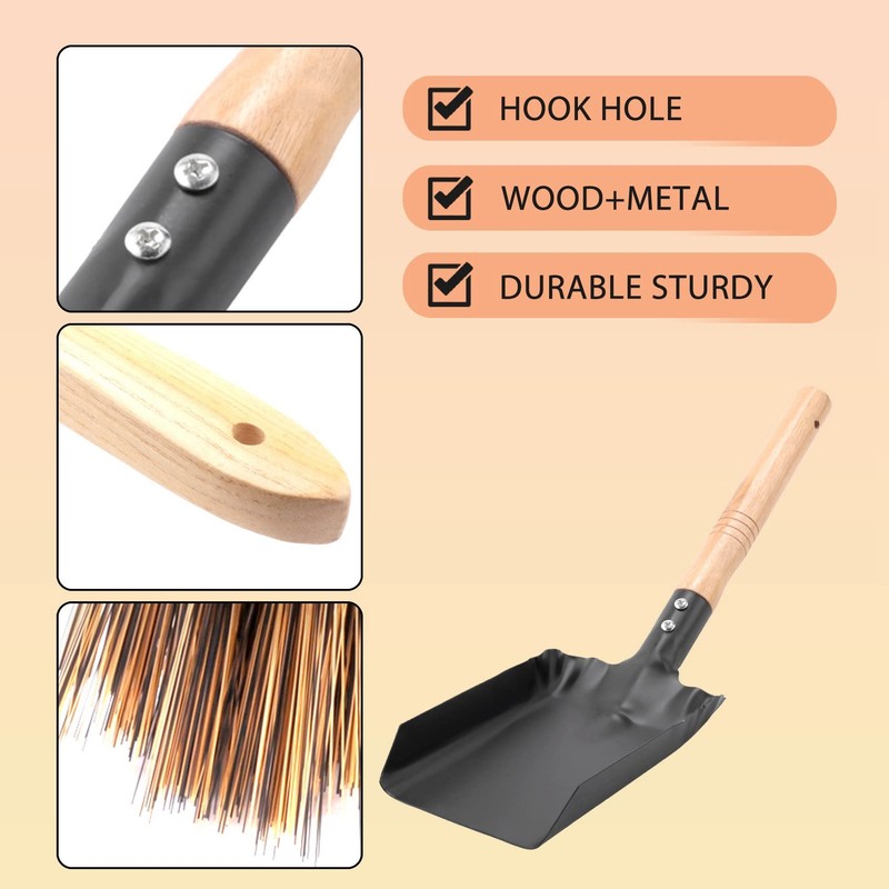 Giilayky Coal Shovel and Hearth Brush Set, Fireplace Shovel and