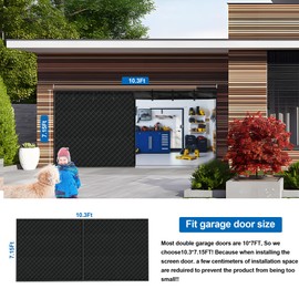 Garage Door Screen for Winter，Garage Door Insulation Kit for ，Magnetic Thermal Insulated Door Curtain, Garage Insulated Door Curtain ， Weatherproof, Windproof, Soundproof (10 * 7Ft)