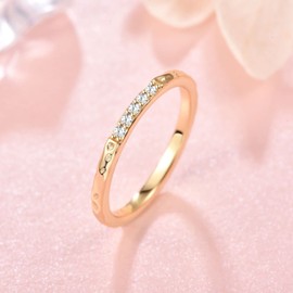 Vakki Rings for Women and Girls 14K Gold Plated Sterling Silver 925 Inlay 5 1.25mm Cubic Zirconia Stackable Rings Easy to Style for Weddings Daily Size J to Z, Non-precious metal