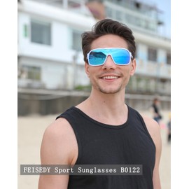 FEISEDY Fashion Polarized Sunglasses Oversized One Piece Reflective Lens Sports Sun Glasses B0122