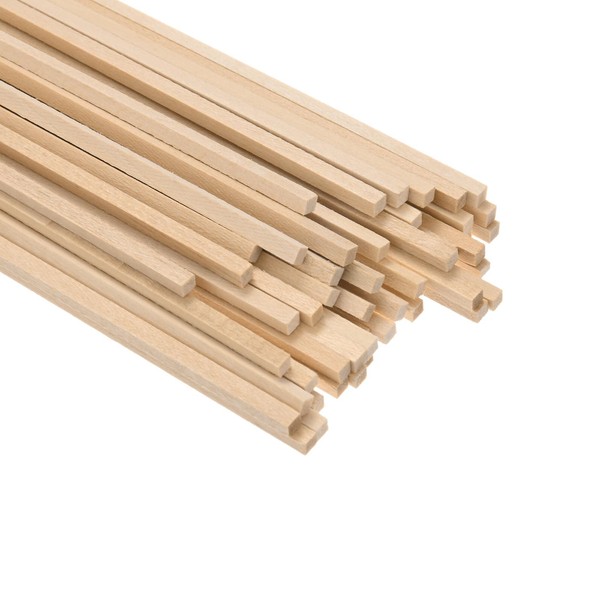 M METERXITY 50-Pack Wood Square Dowel Rods, 1/8 x 12