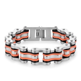 LAFATINA Heavy Masculine Motocycle Link Chain Bracelets for Men 18MM Wide Stainless Steel Bracelets for Husband Father Grandpa Brother